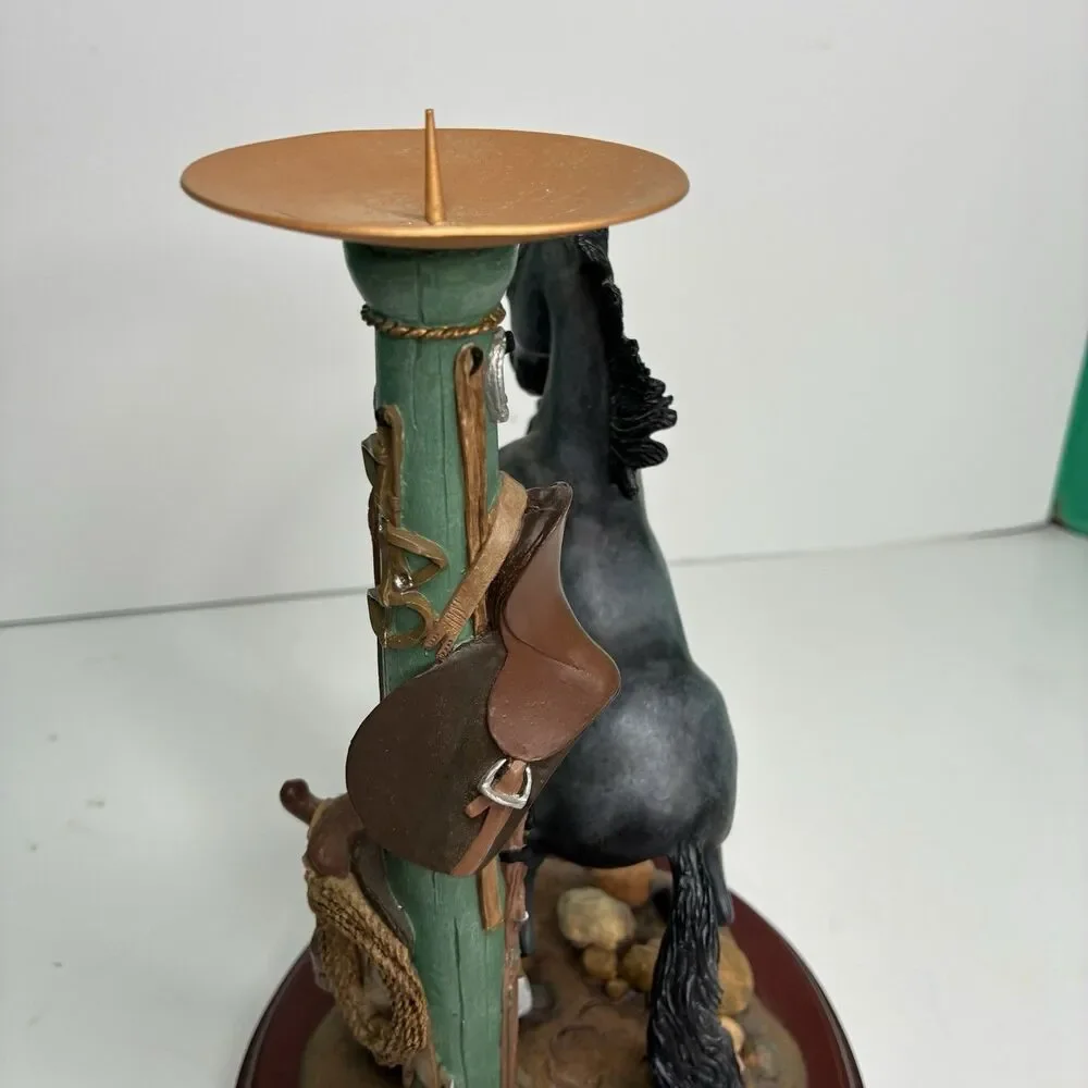 Danbury Mint Noble Black Stallion Candlestick Holder By Gianni Benveuti